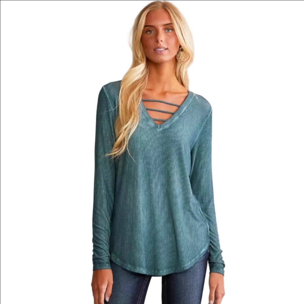 WHITE CROW River Strappy Top Mineral Blue/green Long-sleeve T-shirt Style Size S